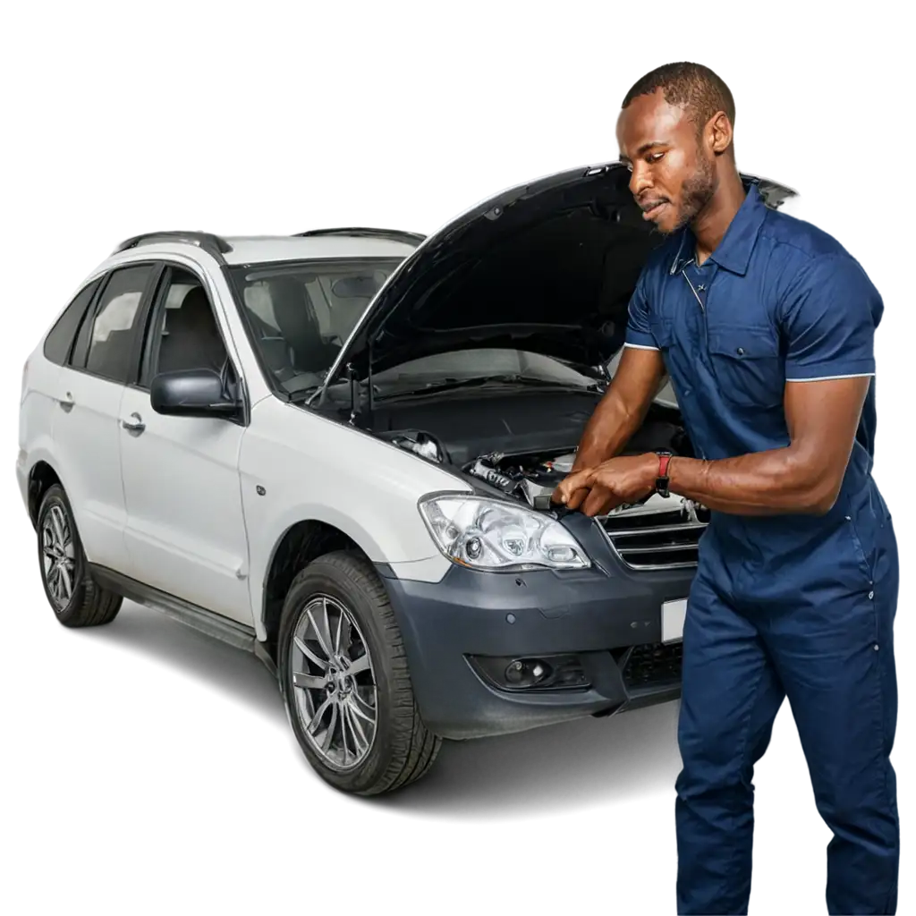 Professional-African-Mechanic-Near-Open-Bonnet-Car-PNG-Image