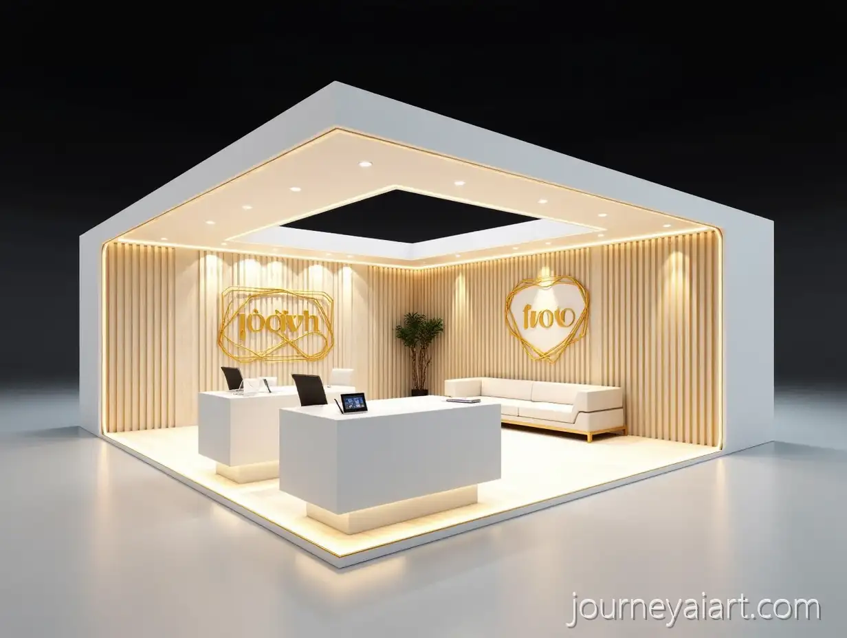 Modern-Exhibition-Booth-Design-for-TwoBExhibition-booth-design-Company-with-White-and-Gold-Theme