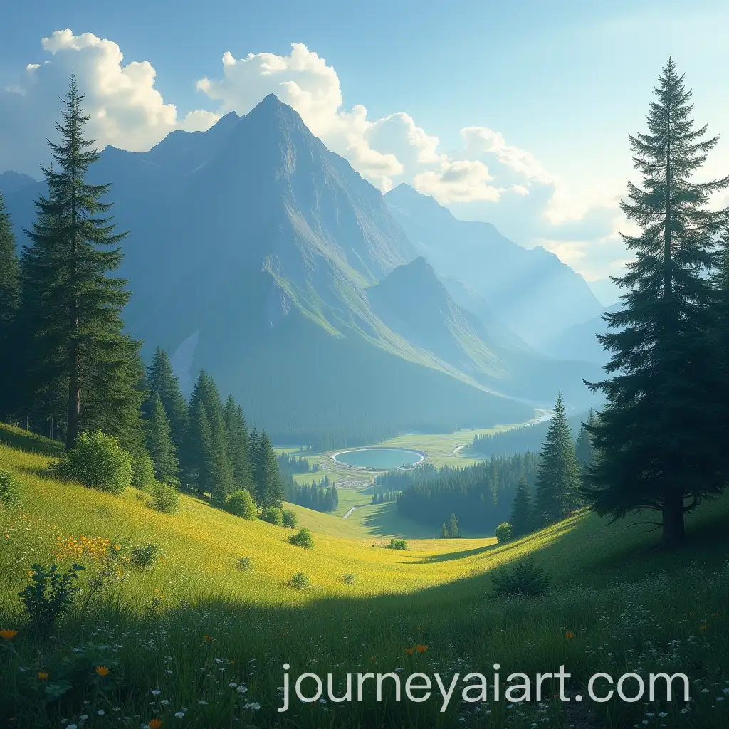 Serene-Mountain-Landscape-with-Golden-Morning-Mist-andAI-Image-Prompt-Expansion-Sunlit-Slopes