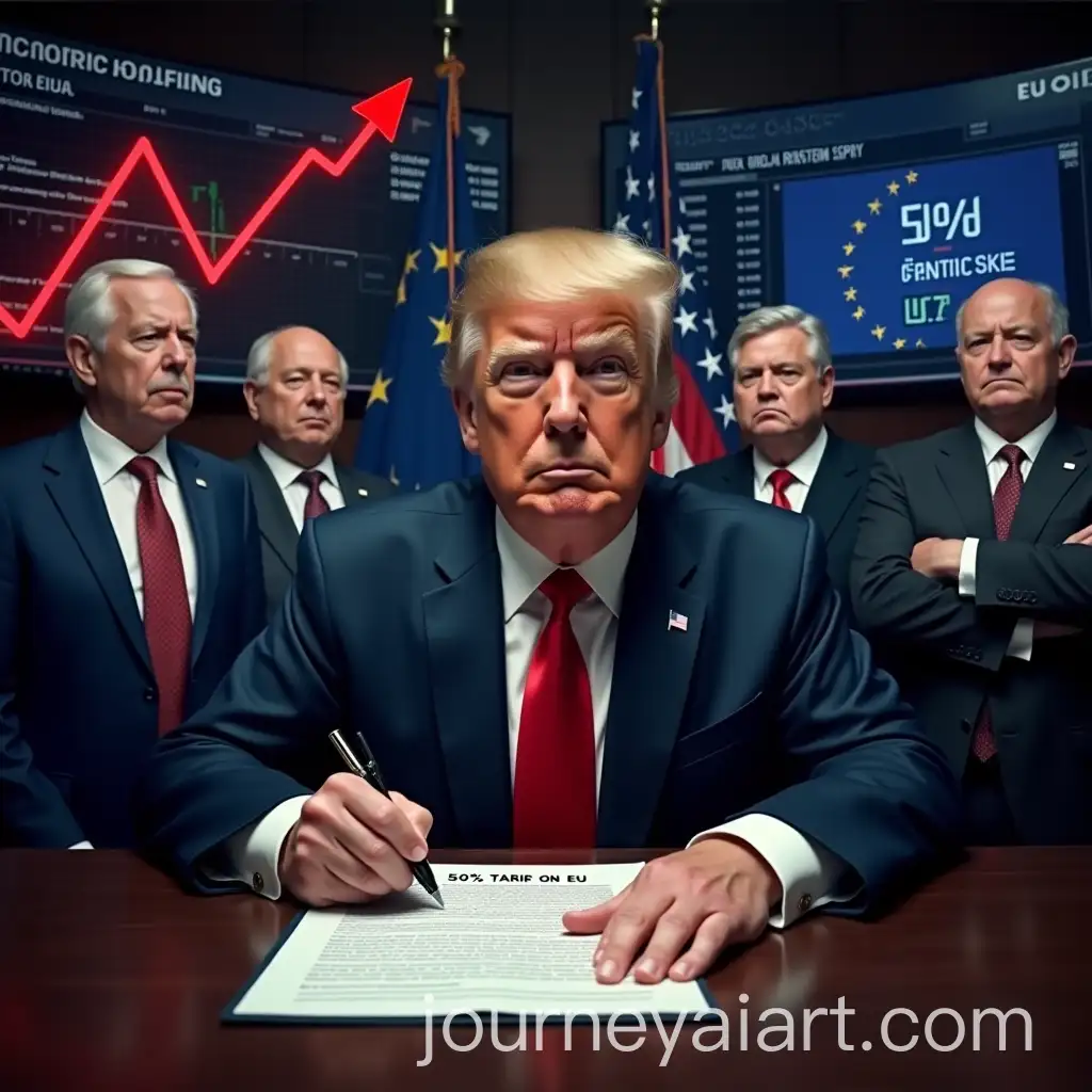 Former-US-President-Donald-Trump-Signing-PresidentialAI-Art-Prompt-Expansion-Order-on-Economic-Crisis-with-EU-Reactions
