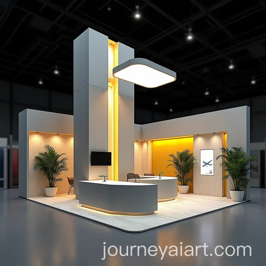 Modern-Island-Booth-Design-for-Defense-Show-with-Tall-Tower-and-LED-Features