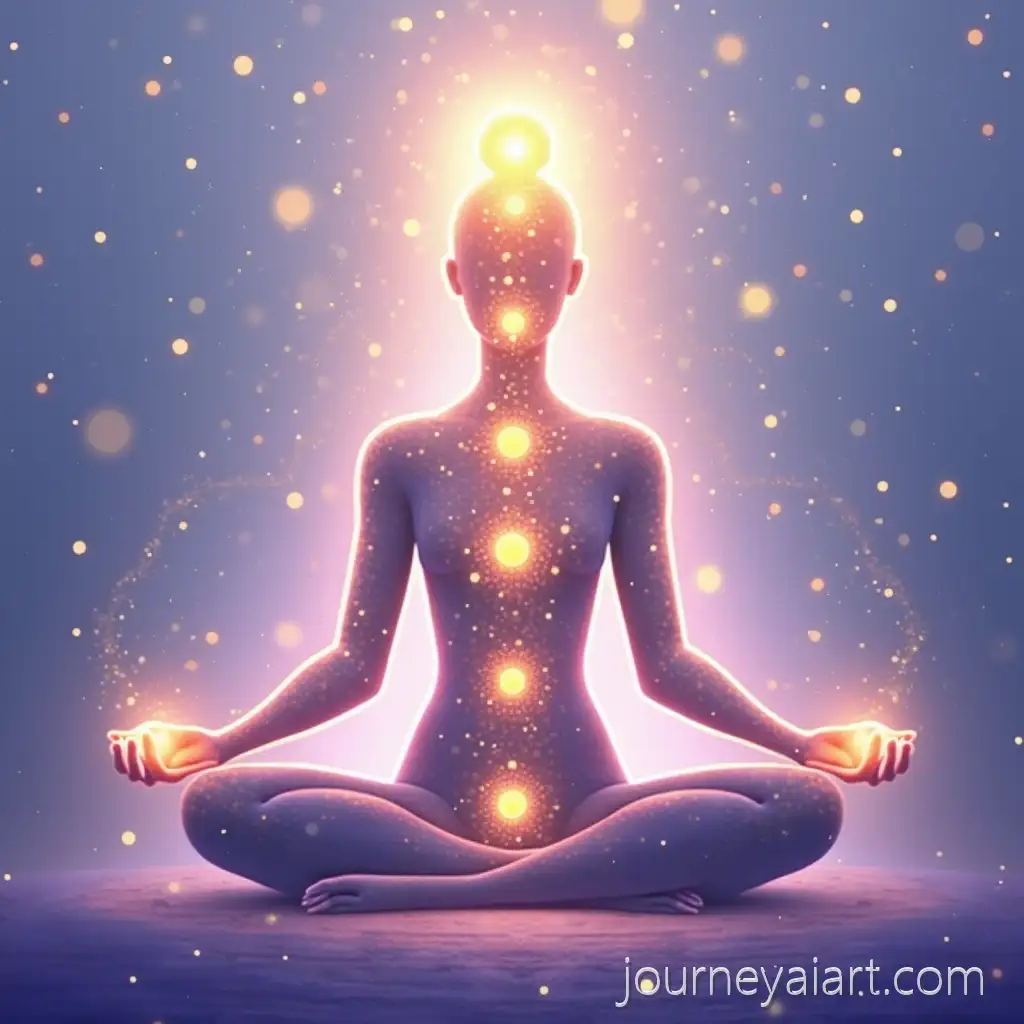 Mystical-Energy-Therapist-Illustration-with-Glowing-Chakras-and-Golden-Silhouette