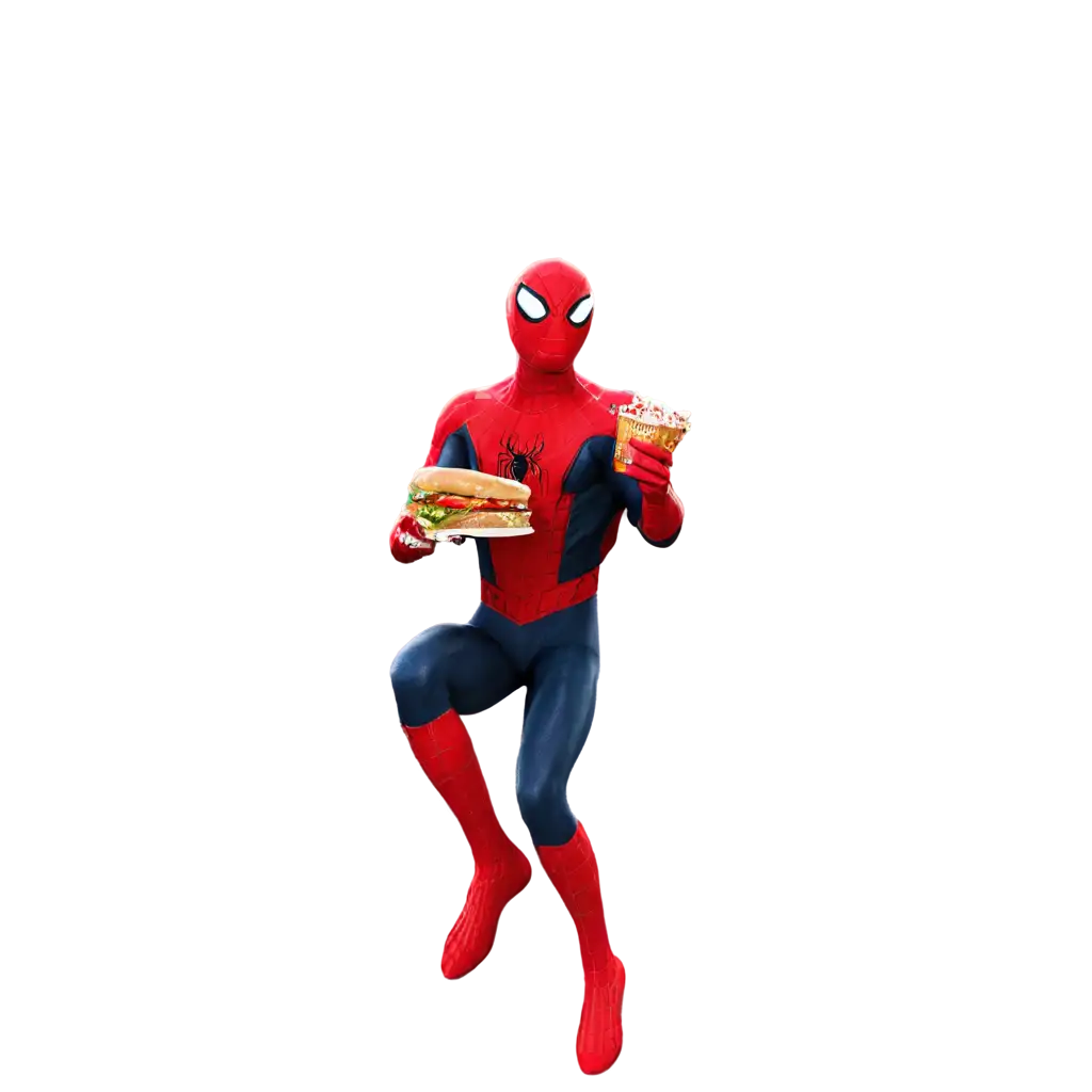 Spiderman-Eating-a-Big-Mac-PNG-Image-Comicinspired-Digital-Artwork