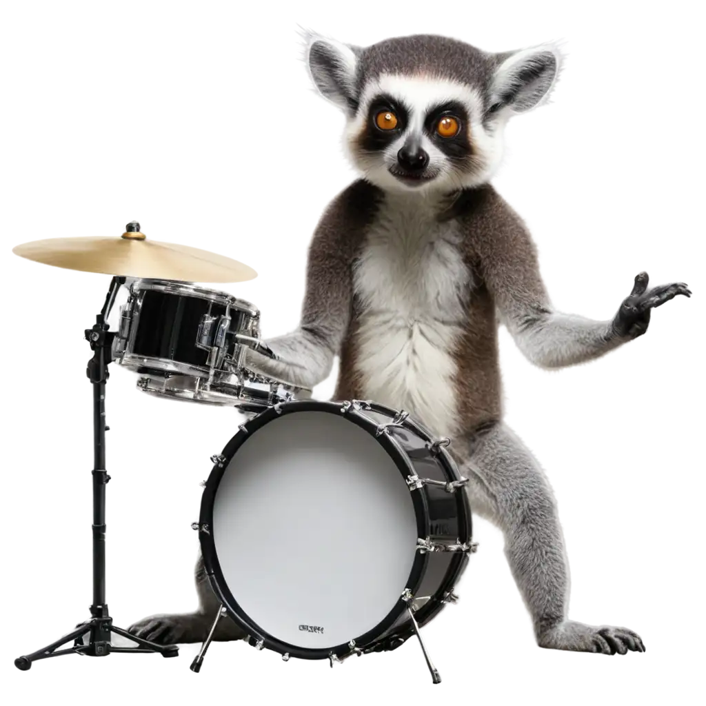 PNG-Image-of-a-Lemur-Playing-Metal-Music-on-a-Full-Drum-Set