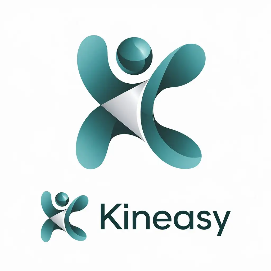 LOGO Design for KINEASY Modern Sleek Abstract Shapes with Teal and White for Movement and Health