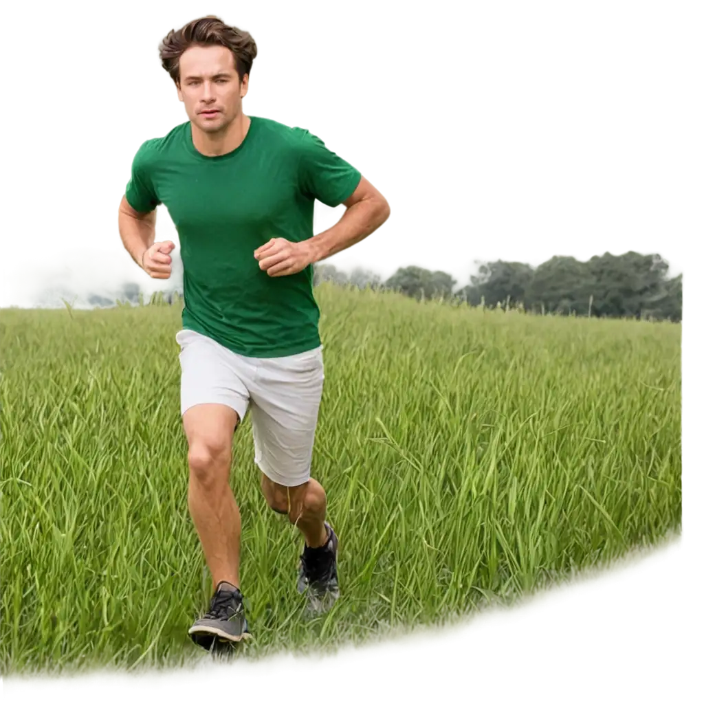 Man-Running-in-Tall-Grass-Field-Sliding-Front-View-PNG-Image-for-Dynamic-Visual-Content