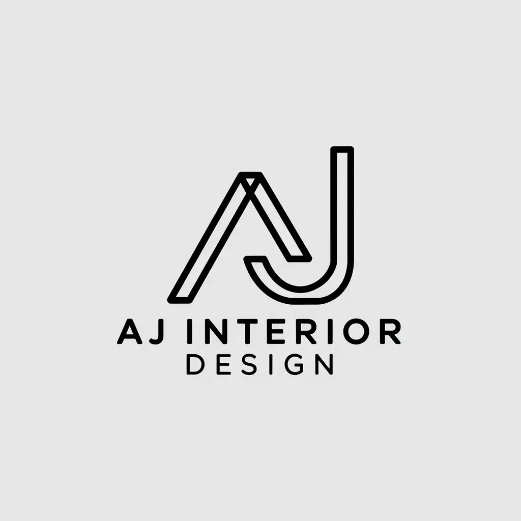 LOGO Design for AJ Interior Design Minimalistic Line Art on Clear Background