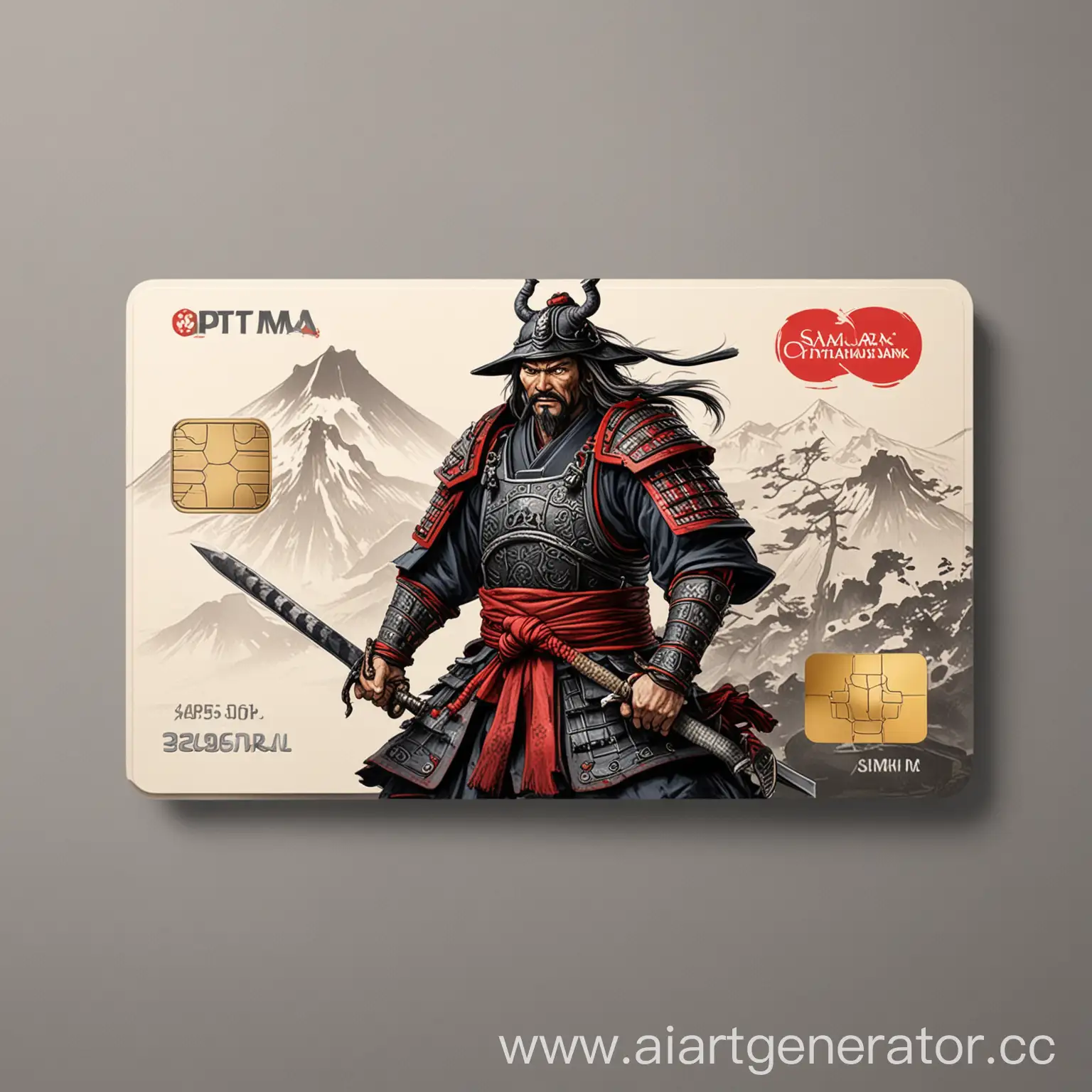 optima bank credit card with samurai drawing