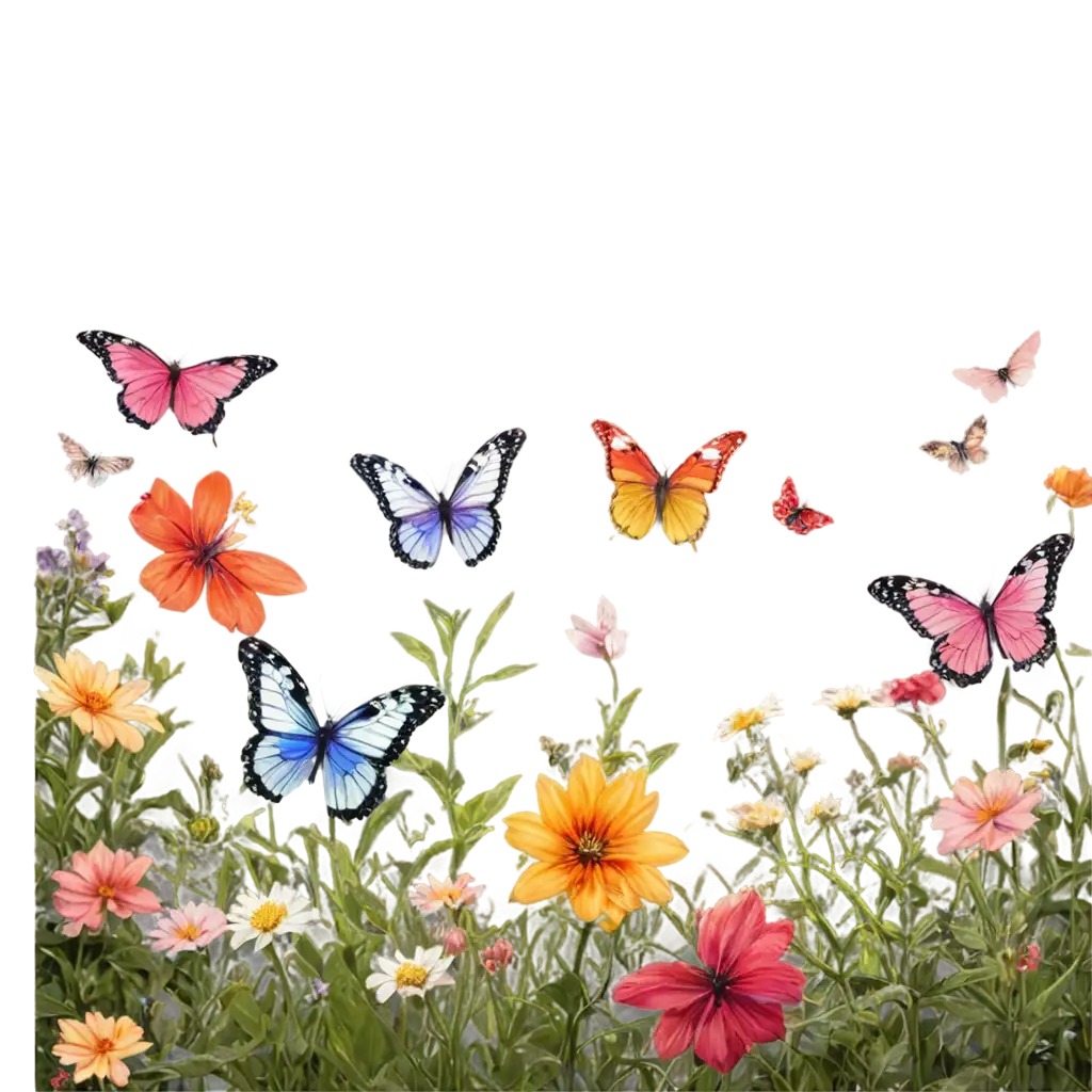 Butterfly Garden: A whimsical design of a garden filled with colorful butterflies and blooming flowers, highlighting the delicate beauty of nature.