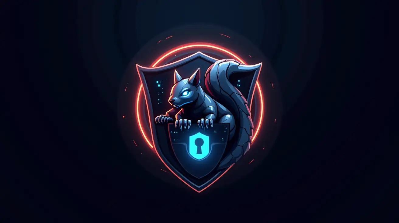 Sleek-Cybersecurity-Logo-with-BattleReady-Cybernetic-Squirrel-and-Blockchain-Shield