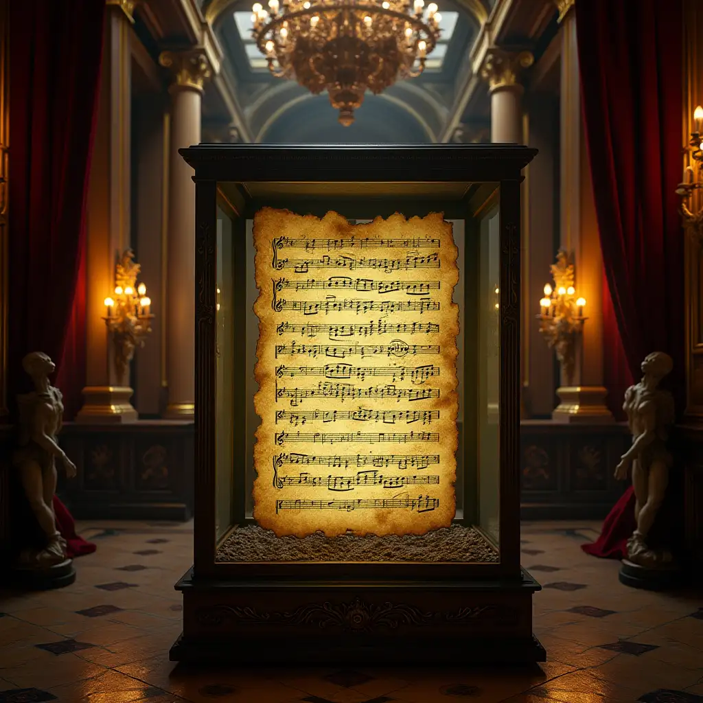Demonic-Musical-Score-in-Glass-Case-Inside-Opulent-Theater-with-Ancient-Magic