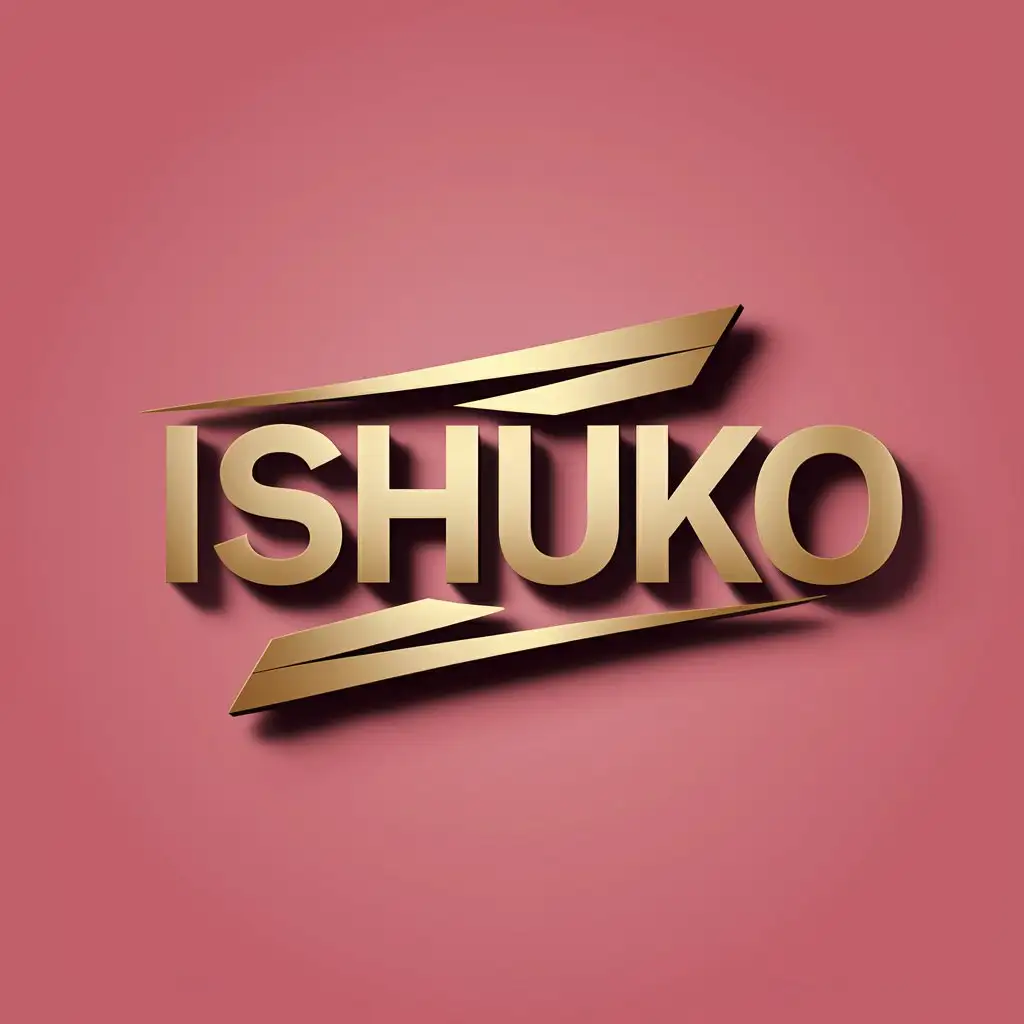 a vector logo design,with the text "ISHUKO", main symbol:Gold, shadow, slant,Moderate,be used in Entertainment industry,clear background