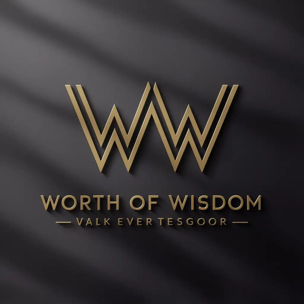 LOGO Design For Worth of Wisdom Modern Gold W Letters on Dark Background