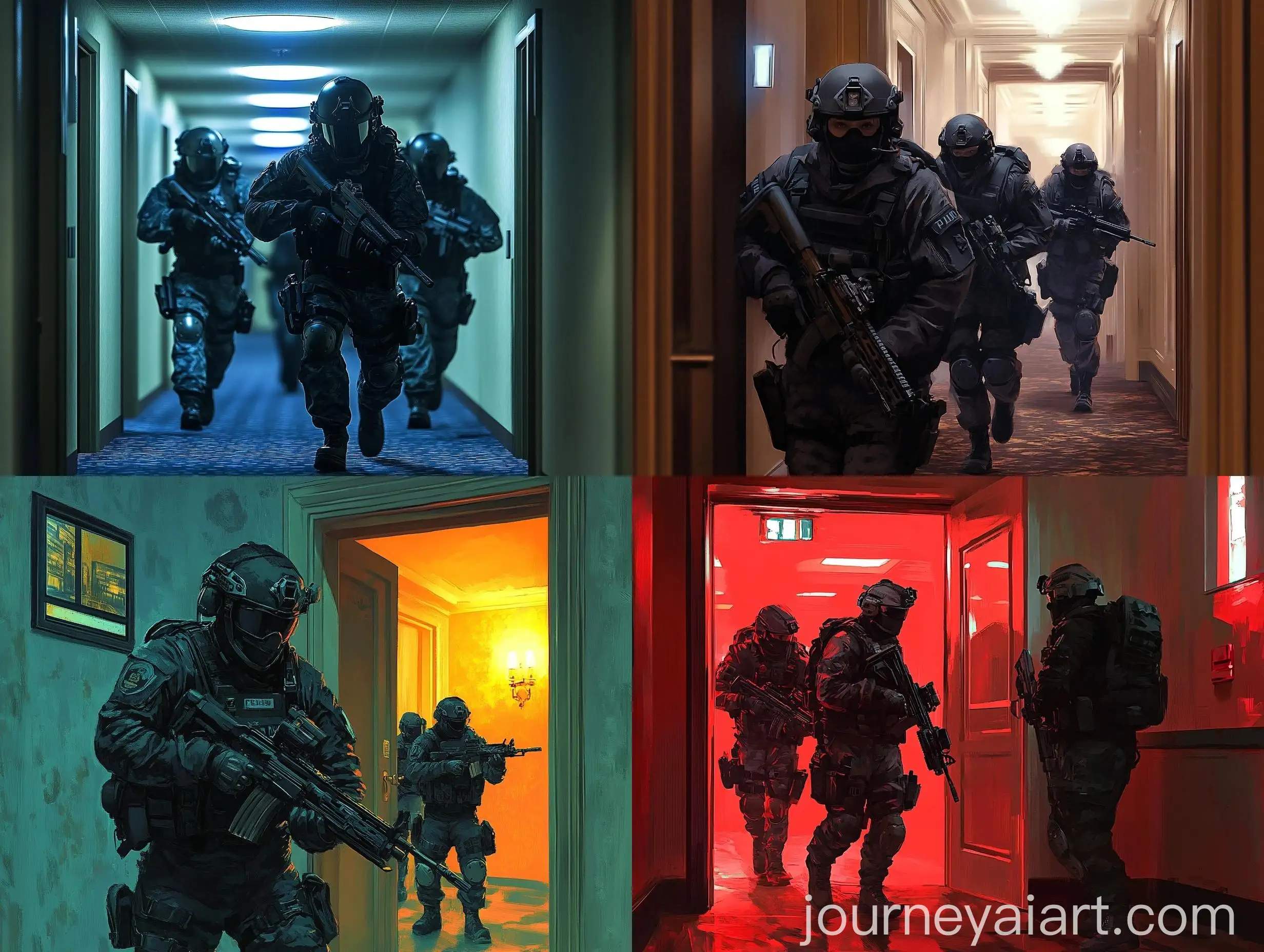 SWAT-Team-Preparing-to-Break-Down-Hotel-Room-Door-Animecore-SciFi-Fantasy-Scene