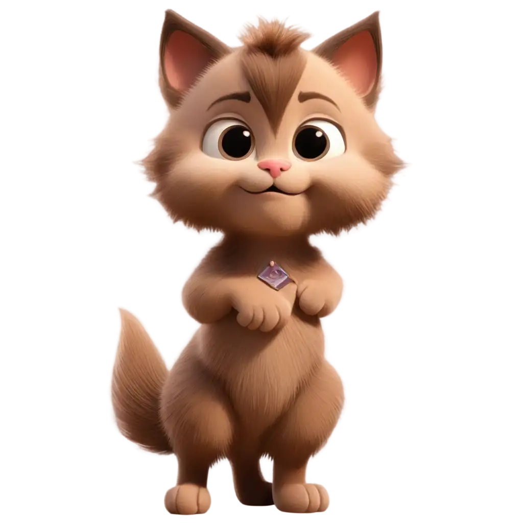 Adorable-Fluffy-Brown-Kitten-PNG-in-3D-Disney-Style-for-Creative-Projects