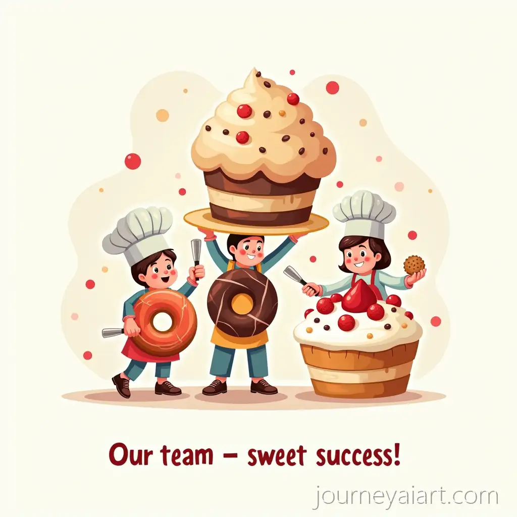 Cartoon-Bakers-and-Animated-Baked-Goods-Team-with-Smiling-Cakes-Donuts-and-Cupcakes