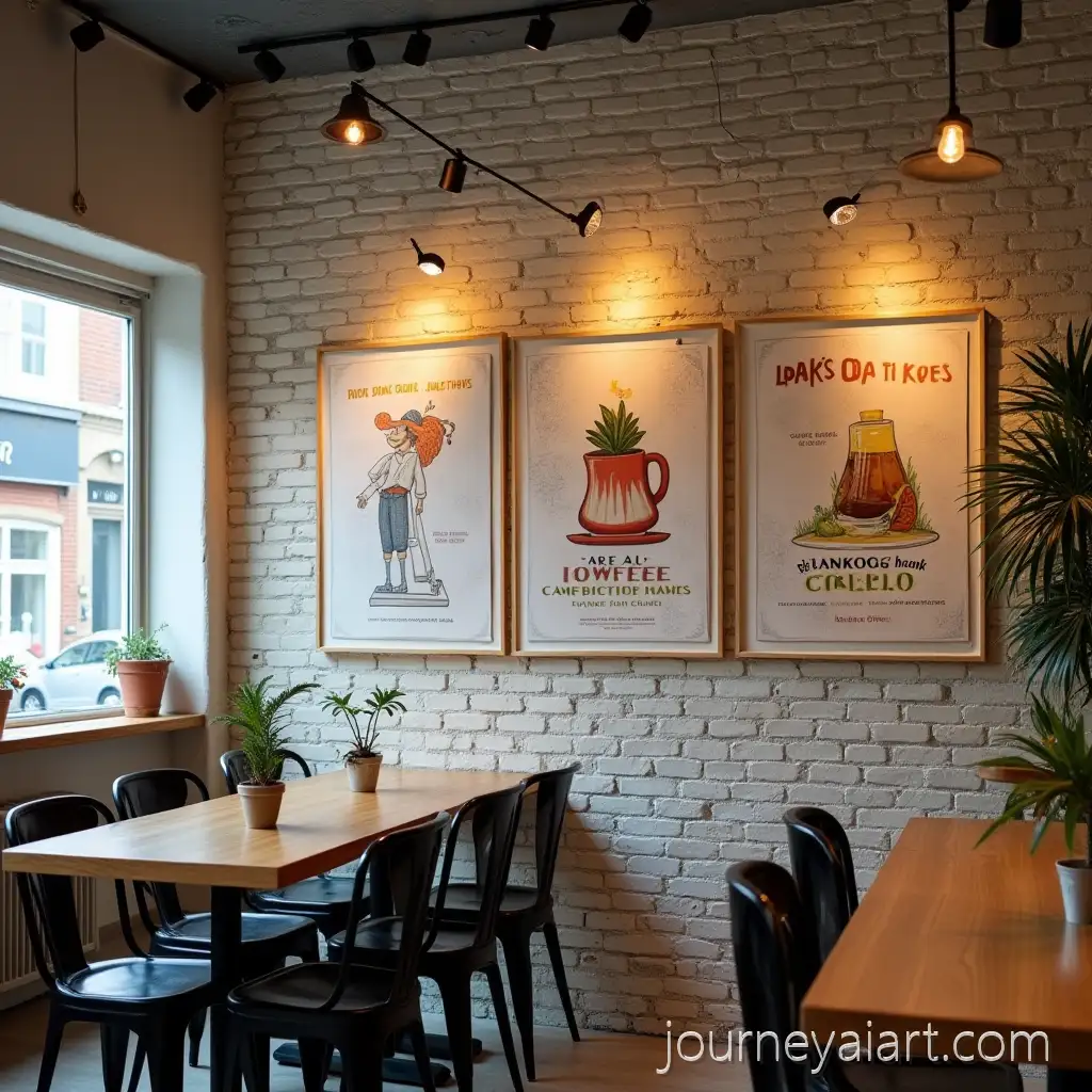Cafe-Wall-with-Posters-and-Vintage-Decor