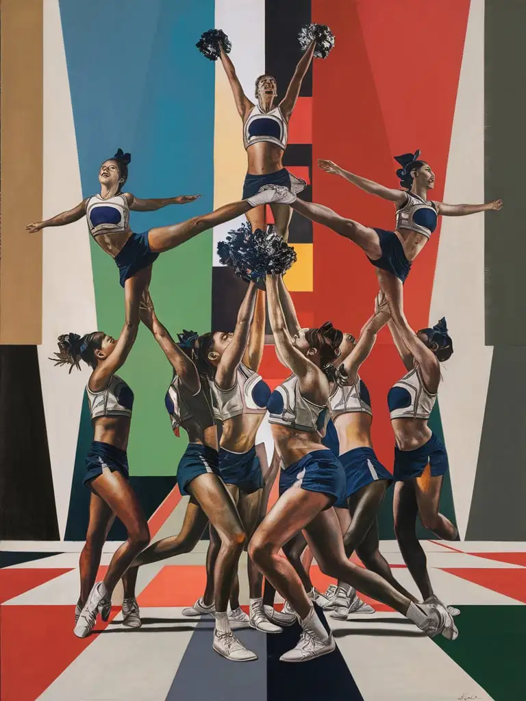 Contemporary-Cheerleaders-Synchronized-Formation-Painting