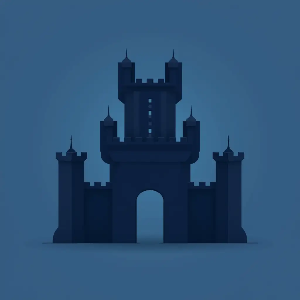 Abstract-Dark-Blue-Fortress-Logo-with-Strong-Fortifications