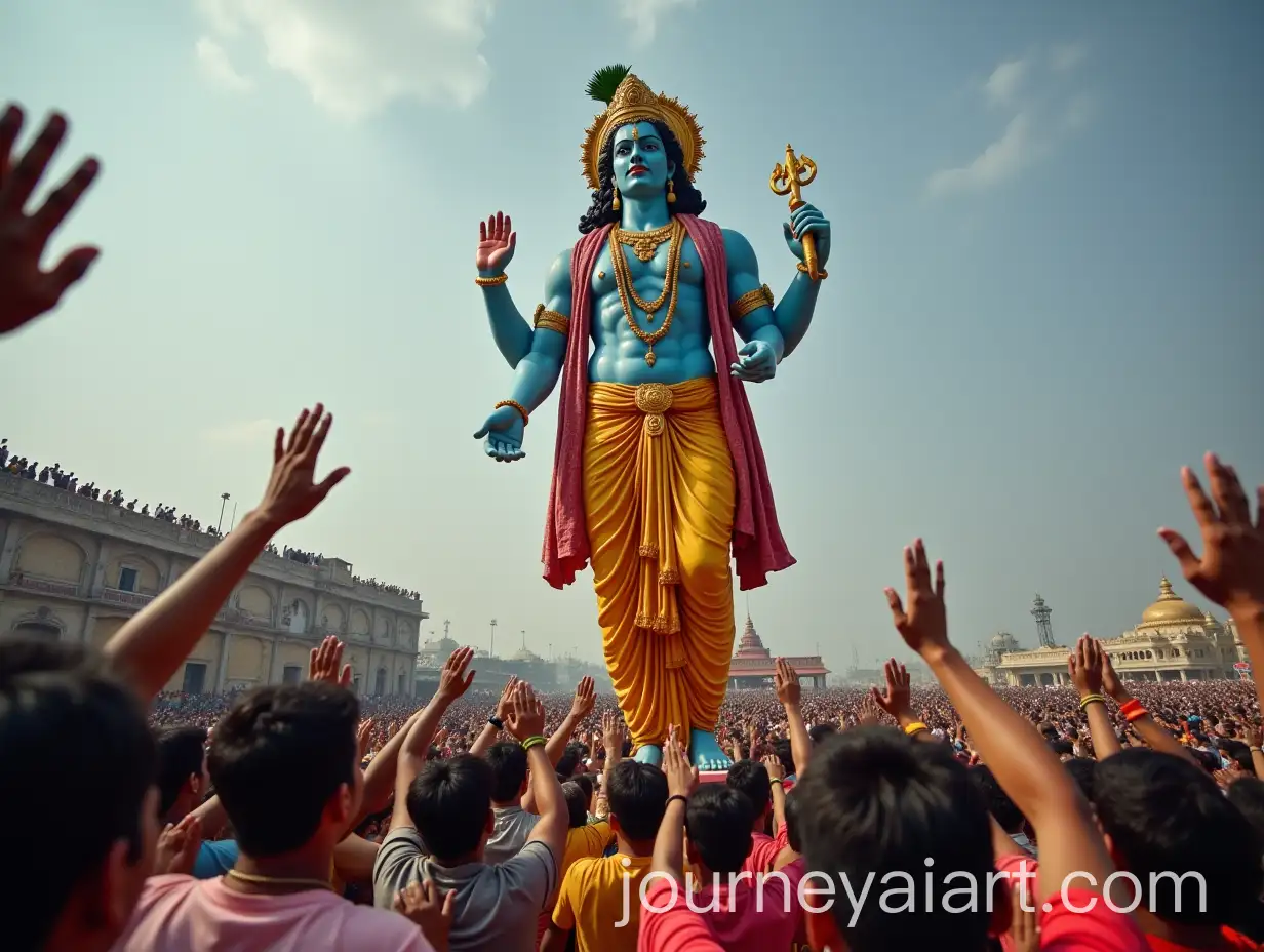 People-Worshiping-the-TwoHanded-Statue-of-Shree-Krishna