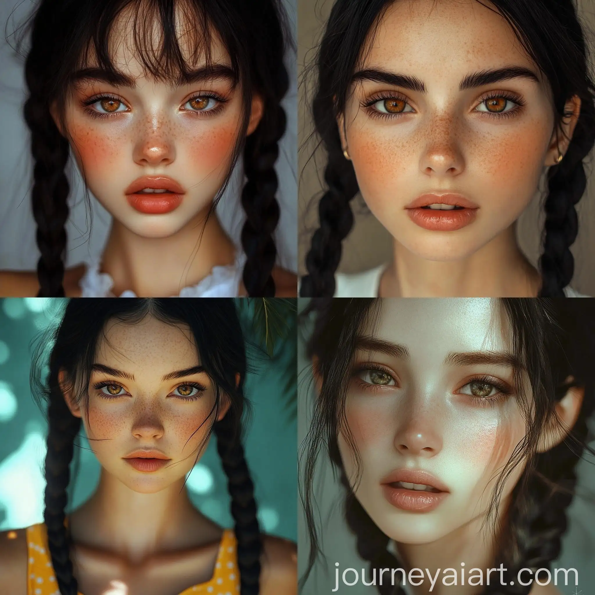 Young-Woman-with-Braided-Pigtails-and-Golden-Skin-AlmondShaped-Eyes-and-Full-Lips