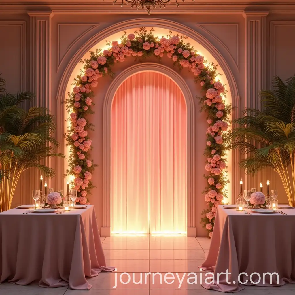 Party-Background-with-Arch-Style-Door-and-Rectangular-Table-Decoration