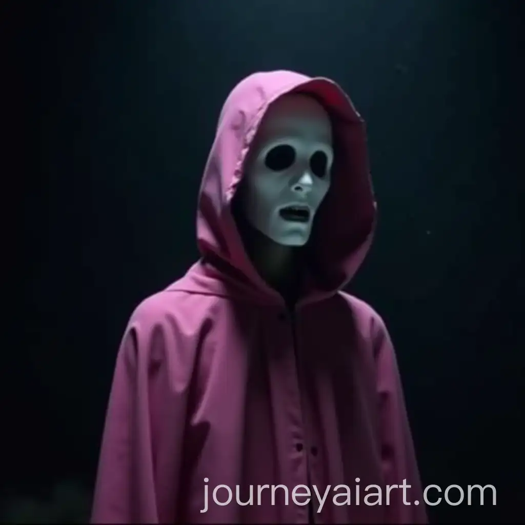 Mysterious-Figure-in-Pink-Cloak-with-Featureless-Face-at-Night