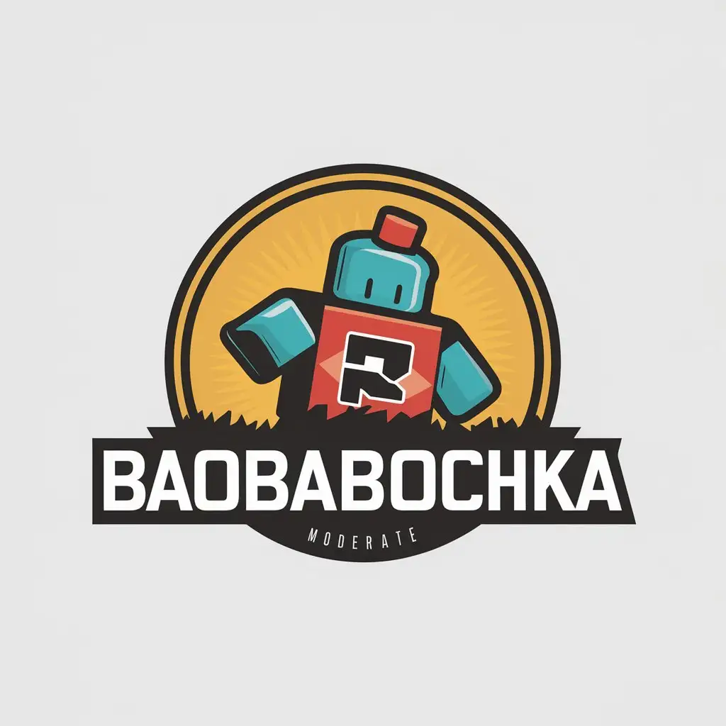 a vector logo design,with the text "Baobabochka", main symbol:Roblox theme, overcoming obstacles,Moderate,be used in Roblox industry,clear background