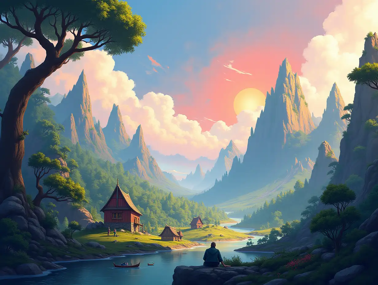 Stunning-Fantasy-Landscape-Game-Art-with-Majestic-Mountains-and-Mystical-Forest