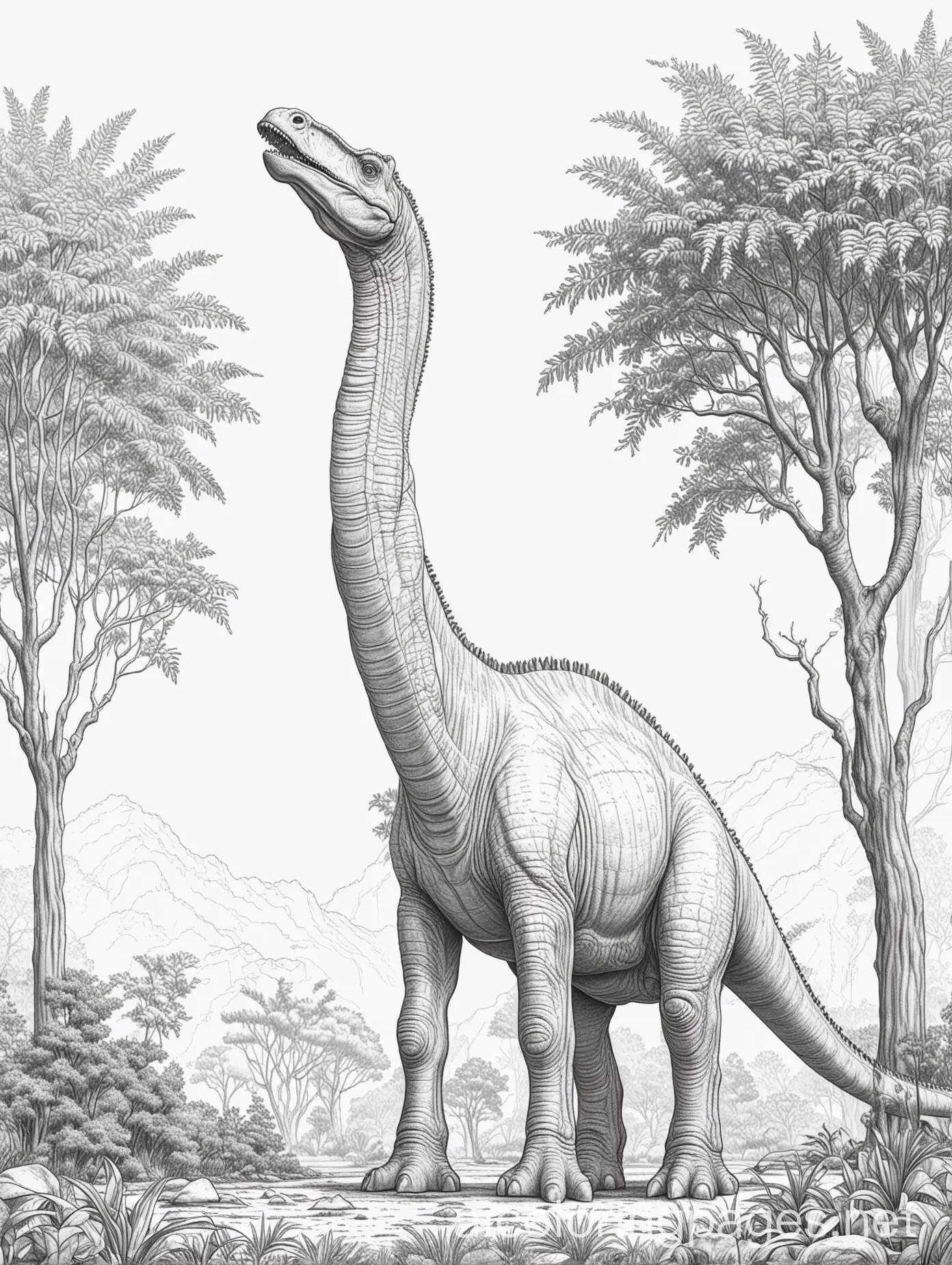 Brachiosaurus-Eating-from-Tall-Tree-Kids-Coloring-Page