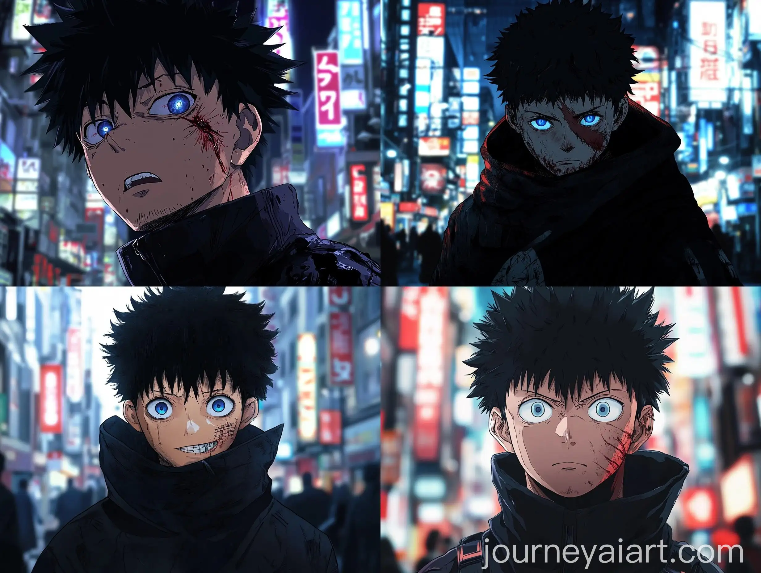 Jujutsu-Kaisen-Style-Character-with-Black-Hair-and-Blue-Eyes-Shibuya-Japan-Background
