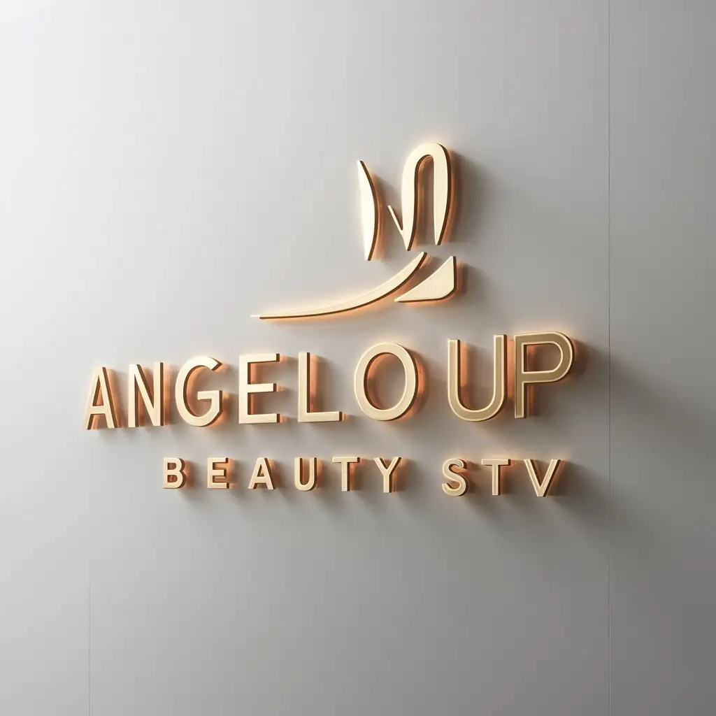 a logo design,with the text "Make up", main symbol:Angelo_beauty_stv,Moderate,be used in Beauty Spa industry,clear background