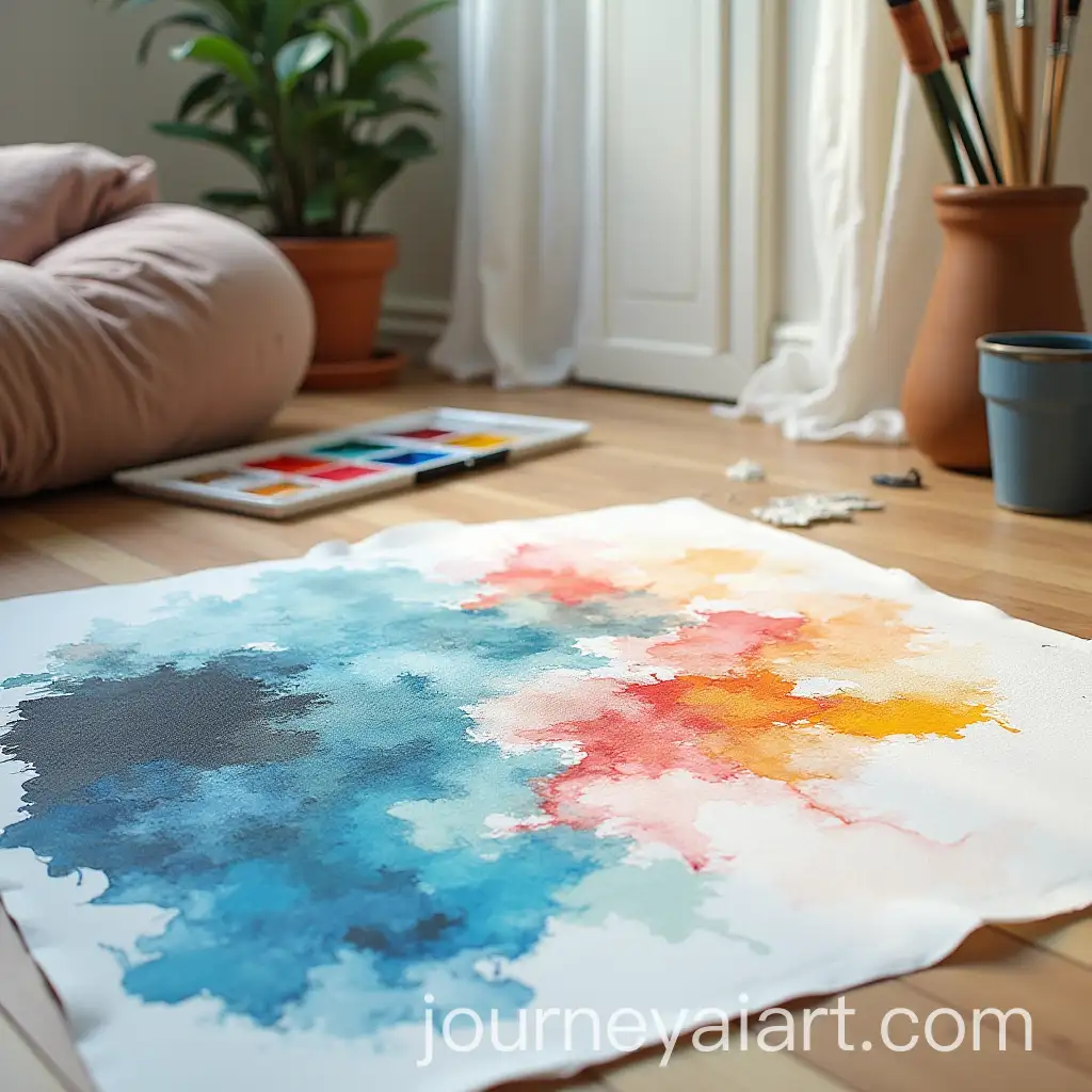 Vibrant-Watercolor-Painting-on-a-Floor