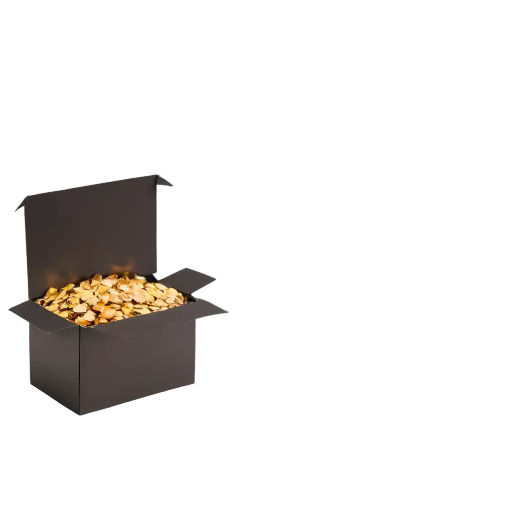 Realistic-PNG-Image-of-an-Opened-Box-Filled-with-Gold