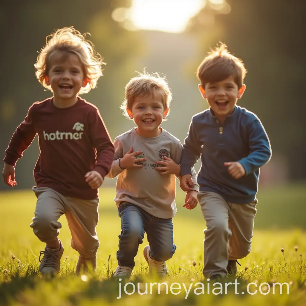 Three-Happy-Children-Playing-Outdoors-in-Dramatic-Lighting