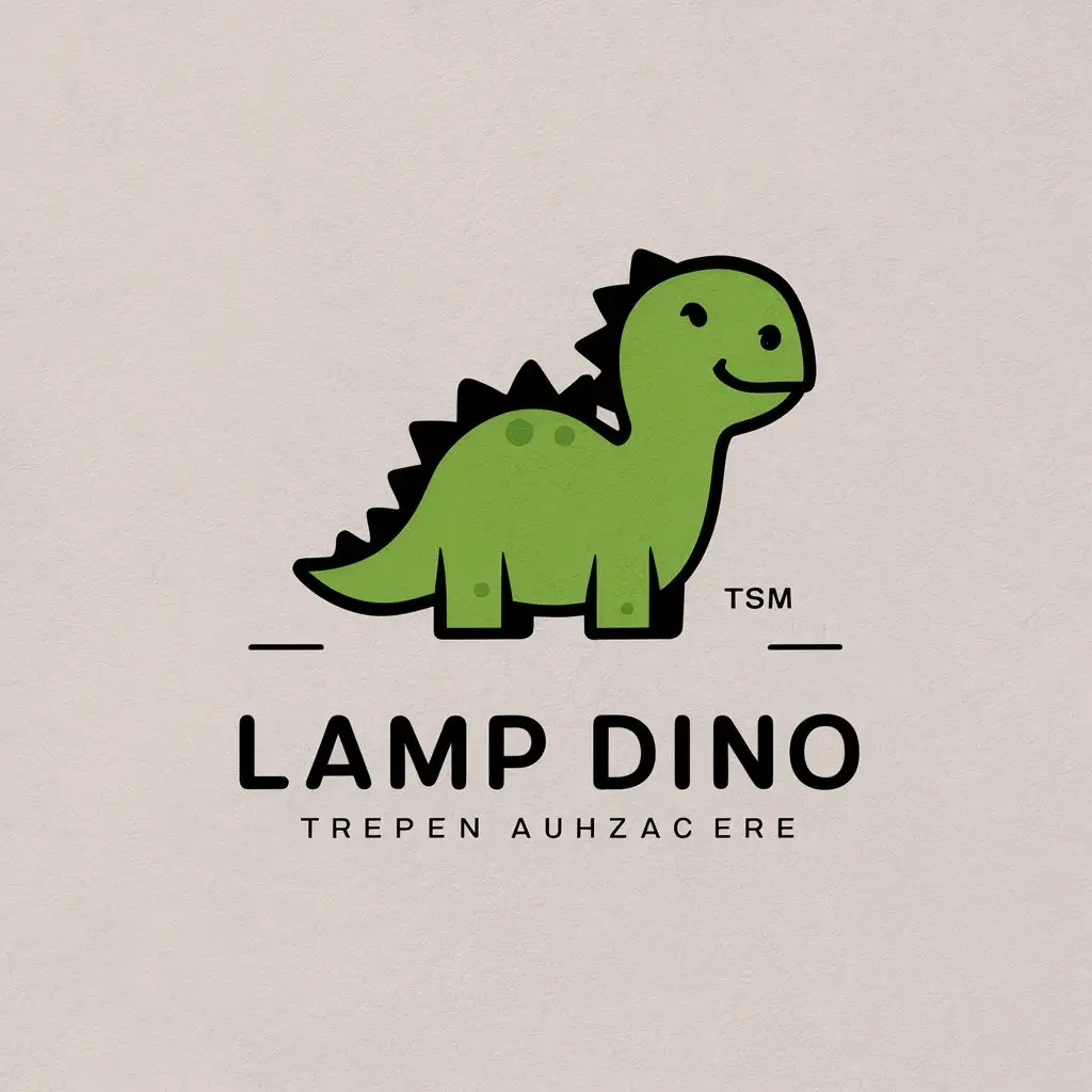 a vector logo design,with the text "lamp dino", main symbol:cute little dinosaur green color,Minimalistic,be used in Others industry,clear background