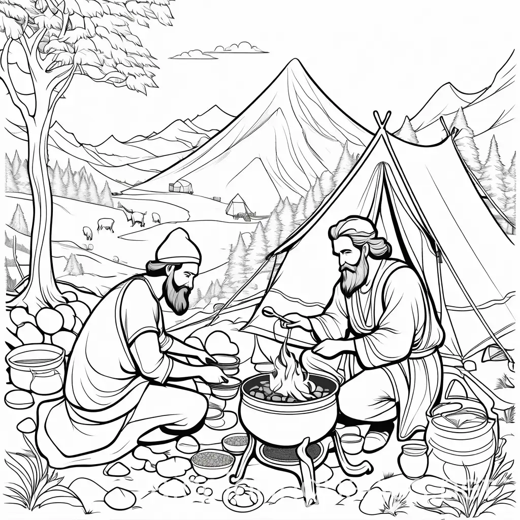 Older-Man-Eating-Goat-Stew-with-Younger-Man-Watching