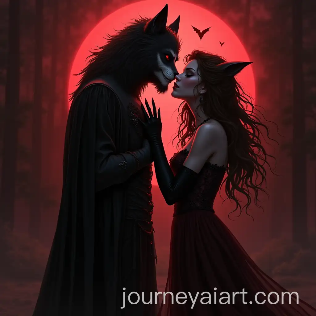 Female-Vampire-Gangrel-Kissing-Female-Werewolf-in-Dramatic-Fantasy-Scene