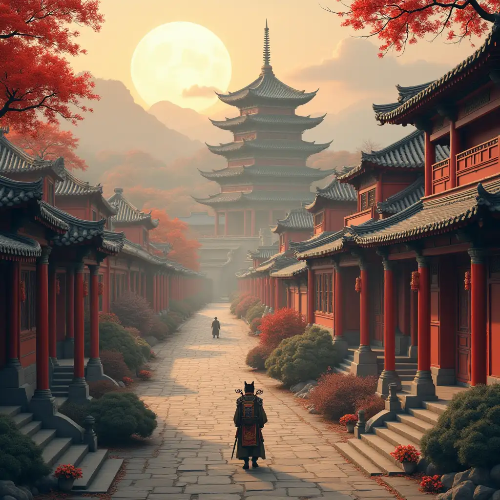 can you give me an imperial Chinese city where just by seeing it imposes respect and it is noticeable that it is full of samurai cats