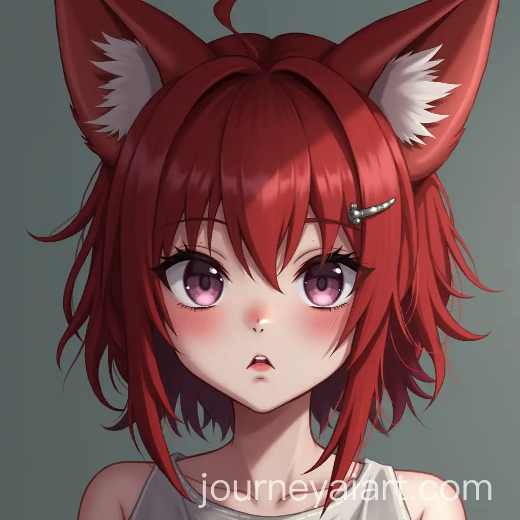 PaleAI-Image-Prompt-Expansion-Girl-with-Crimson-Red-Hair-and-Fox-Ears-Featuring-Snakebite-Piercings