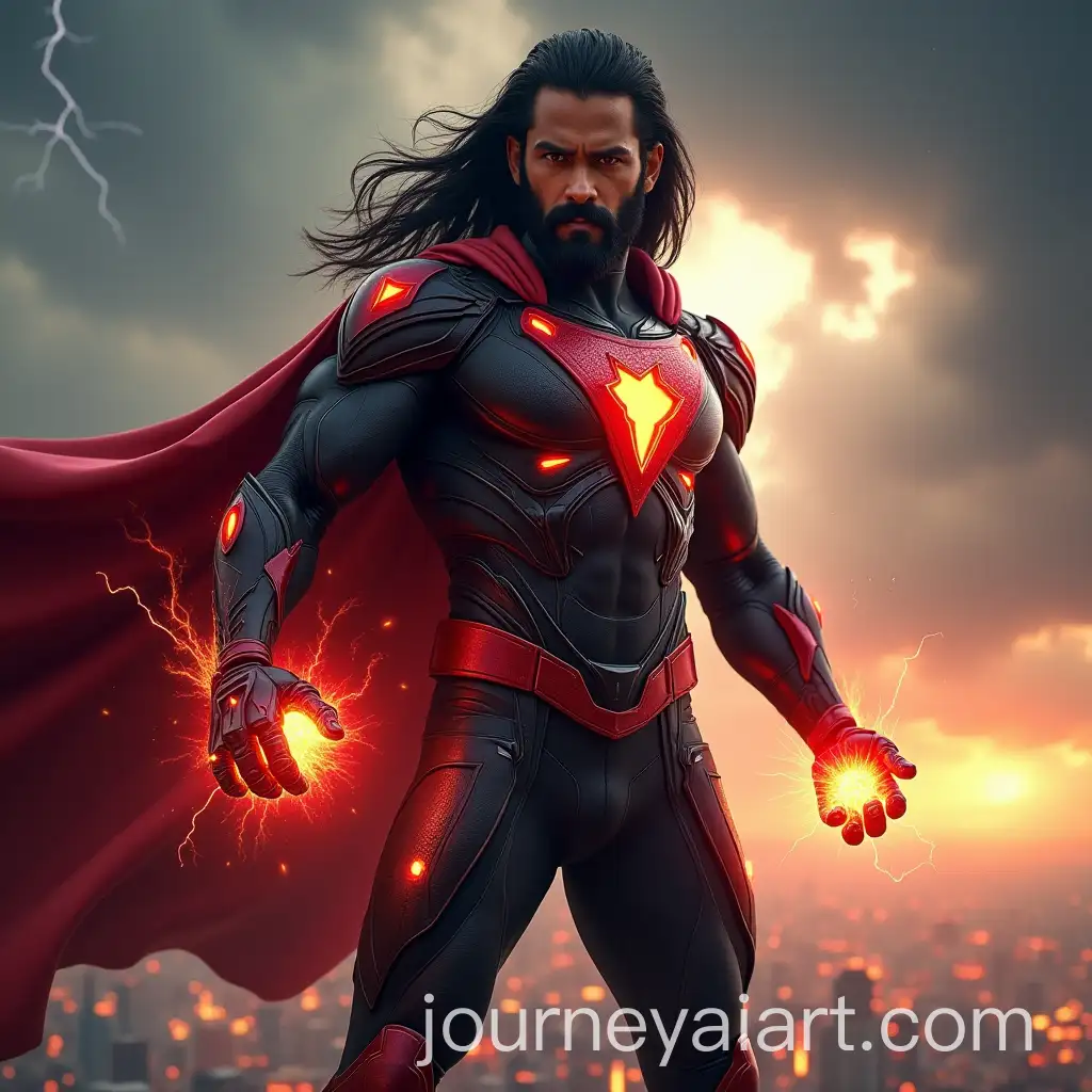 South-Indian-Superhero-in-Futuristic-Armor-with-Glowing-Energy-Powers-on-Rooftop