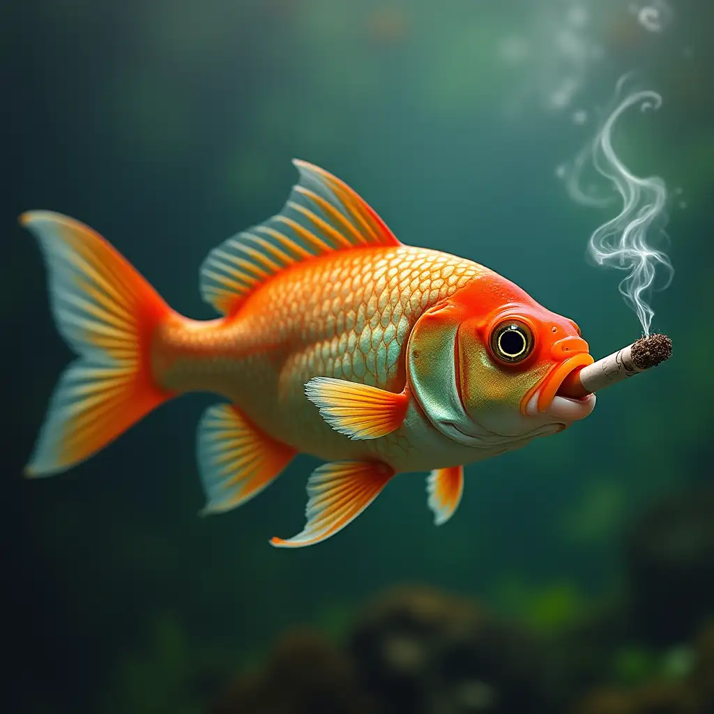 fish with a cigarette