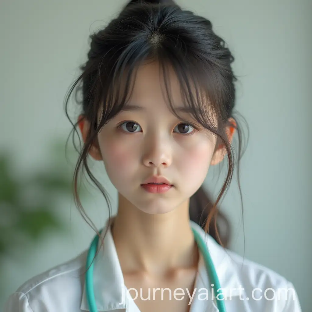 Cute-Asian-Veterinary-Girl-with-a-Worried-Expression-in-a-Clinic