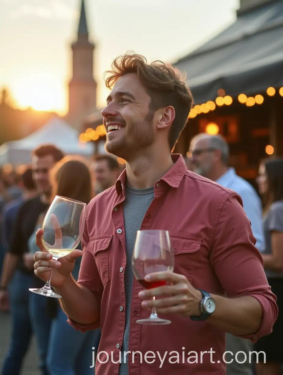 Man-Enjoying-Wine-Festival-in-Frankfurt