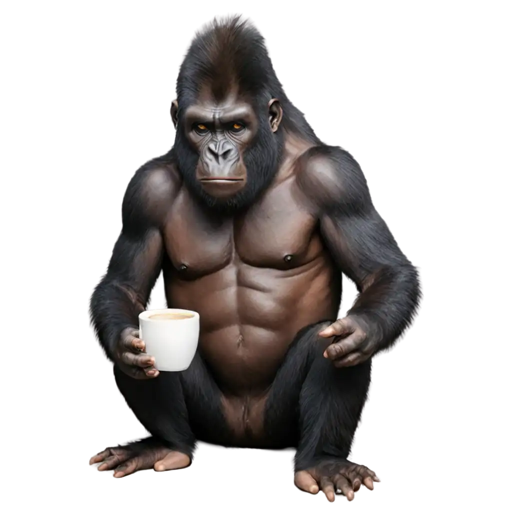 Tired-Angry-Gorilla-with-Coffee-PNG-Capturing-Exhaustion-and-Caffeination