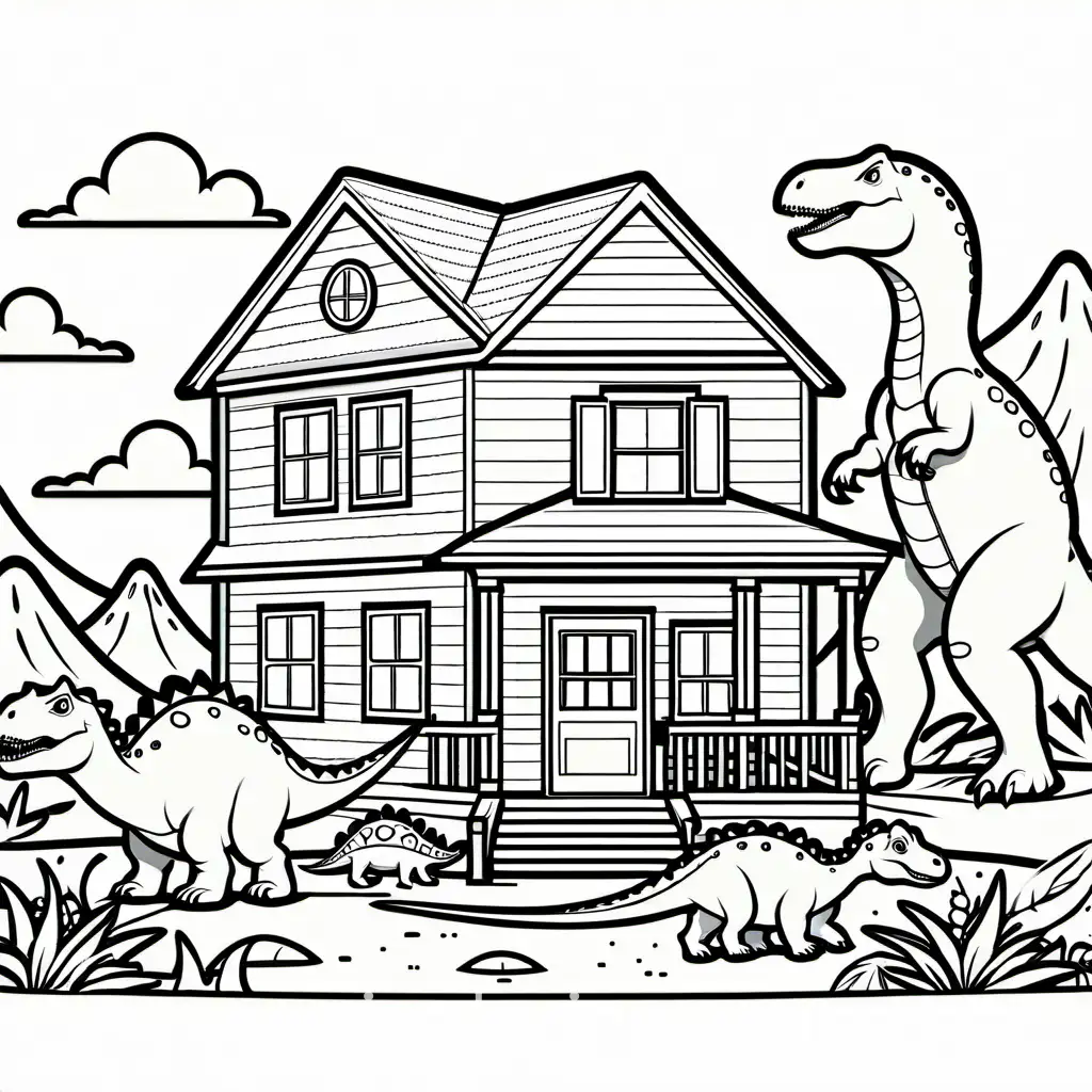 Dinosaurs-Coloring-Page-Building-a-House