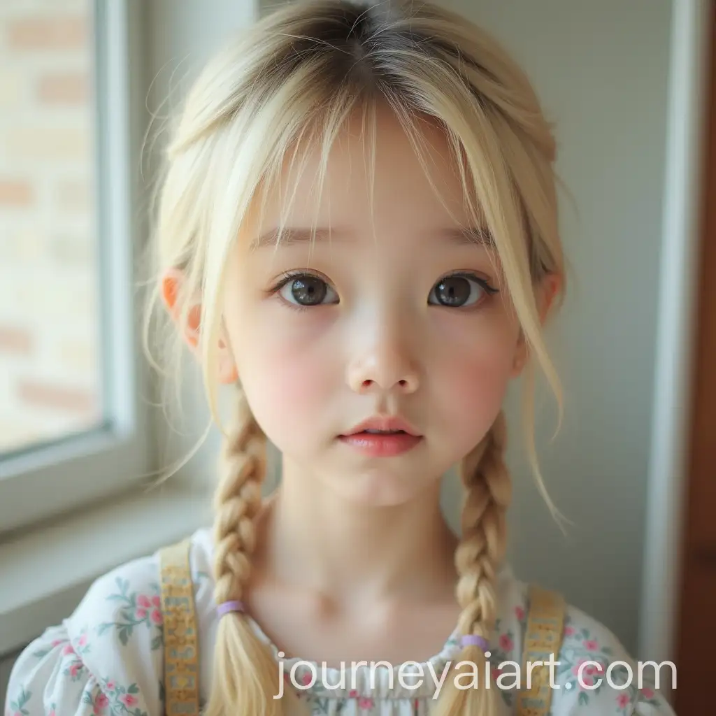 Cute-Asian-Maid-Scrubbing-with-Blonde-Braids-and-Skirt