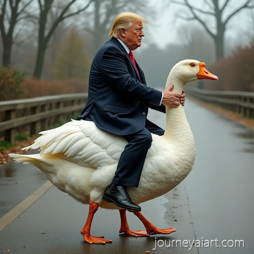 Donald-Trump-Riding-a-Goose-in-a-WhTrump-riding-a-gooseimsical-Scene