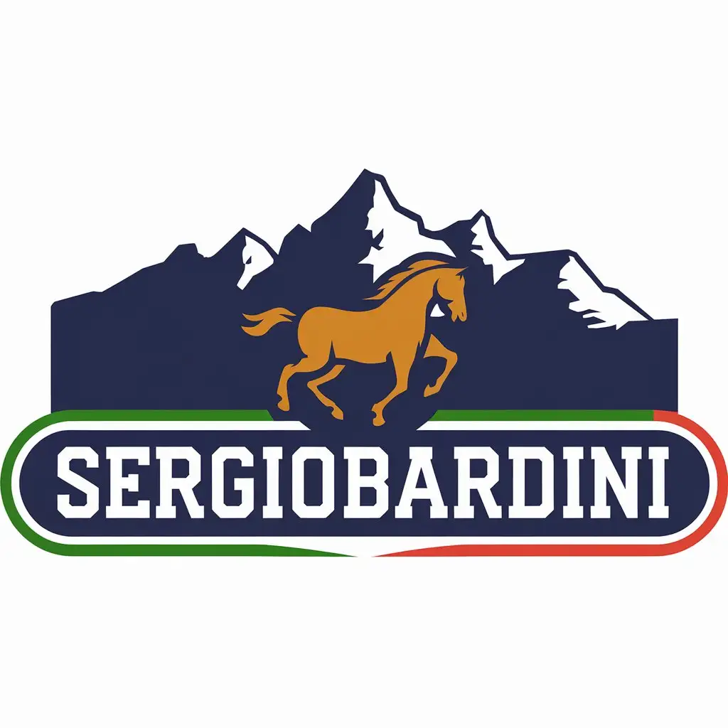 LOGO-Design-for-SergioBardini-Elegant-Horse-Silhouette-with-Alpine-Italy-Theme