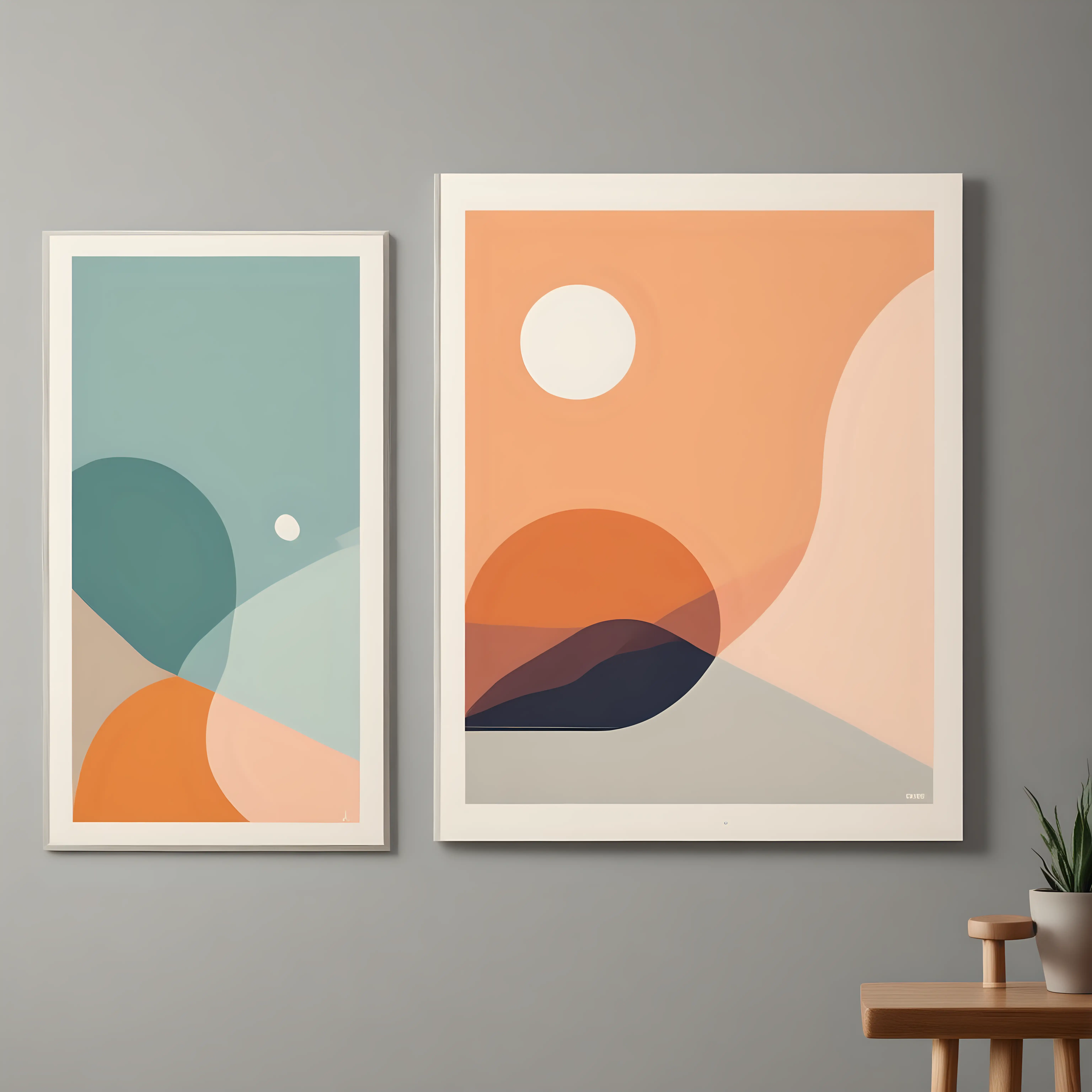 "Create a series of minimalist posters featuring simple shapes, bold typography, and a limited color palette. Each poster should convey a strong message or concept through its design."
